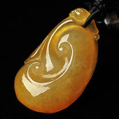 冰种黄翡缅甸翡翠A货如意挂件