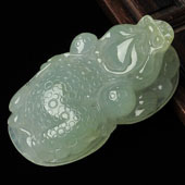 冰种晴水缅甸翡翠A货金蟾挂件