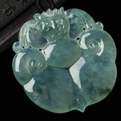 冰种晴水飘花缅甸翡翠A货福寿如意挂件