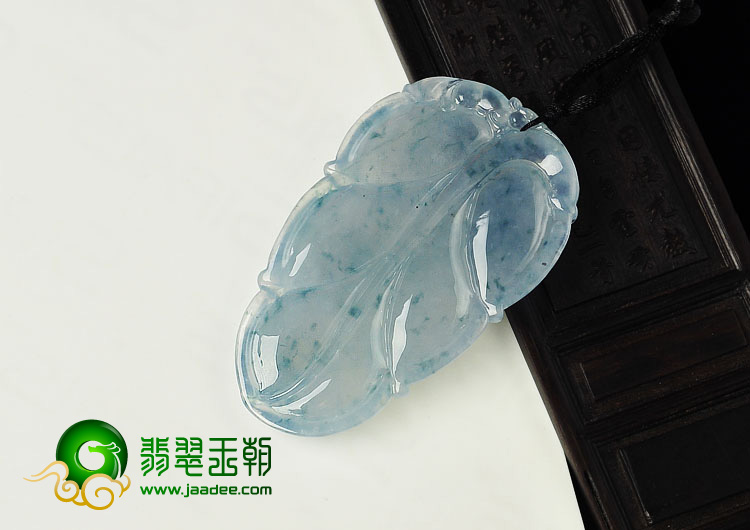 冰种飘花缅甸翡翠A货叶子挂件