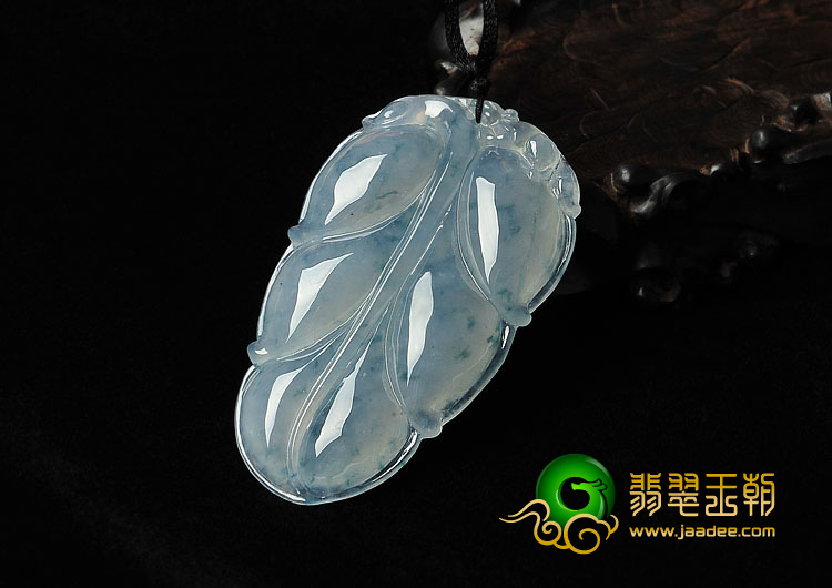 冰种飘花缅甸翡翠A货叶子挂件