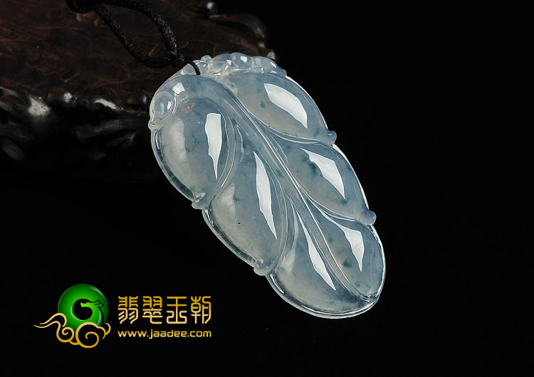冰种飘花缅甸翡翠A货叶子挂件