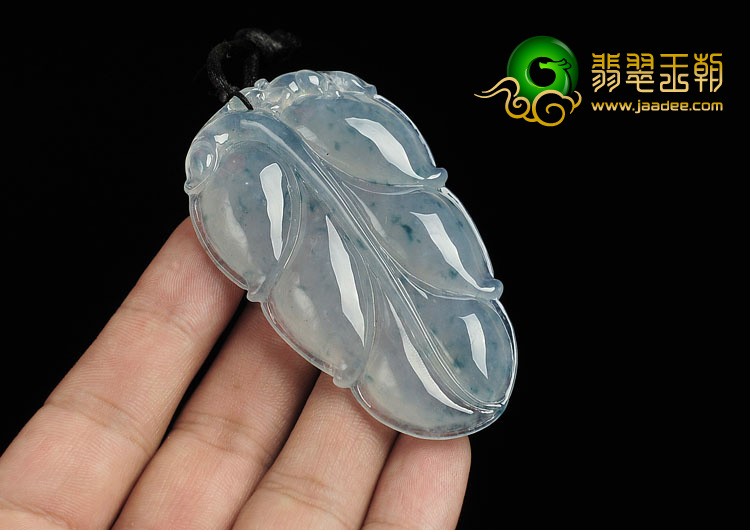 冰种飘花缅甸翡翠A货叶子挂件