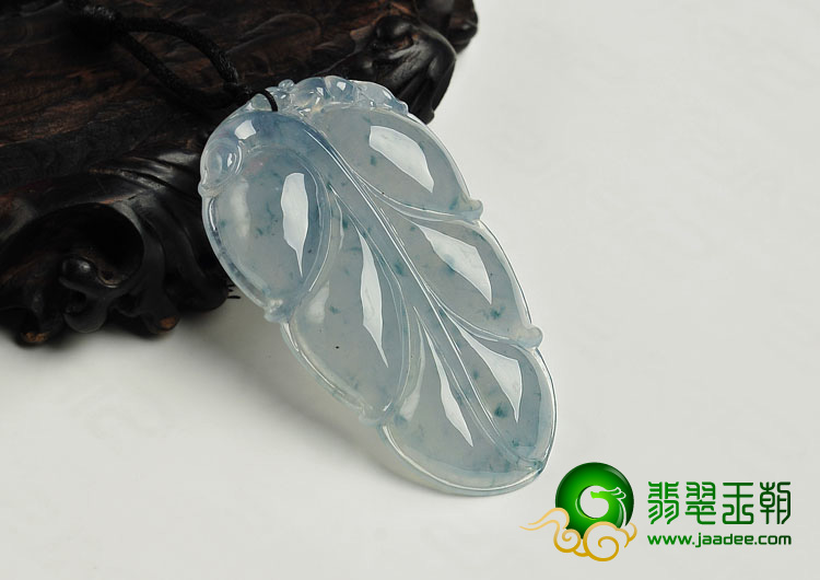 冰种飘花缅甸翡翠A货叶子挂件