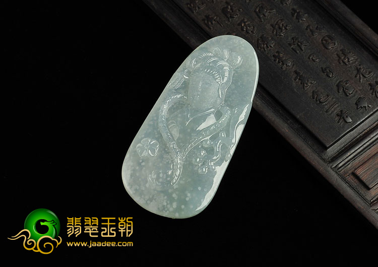 冰种晴水缅甸翡翠A货踏雪寻梅挂件