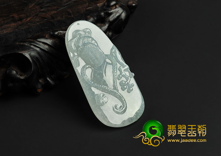冰种晴水缅甸翡翠A货踏雪寻梅挂件