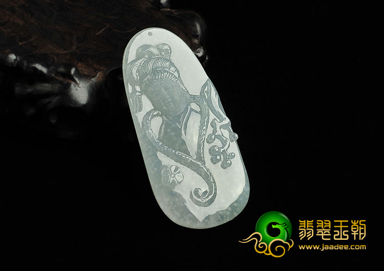 冰种晴水缅甸翡翠A货踏雪寻梅挂件