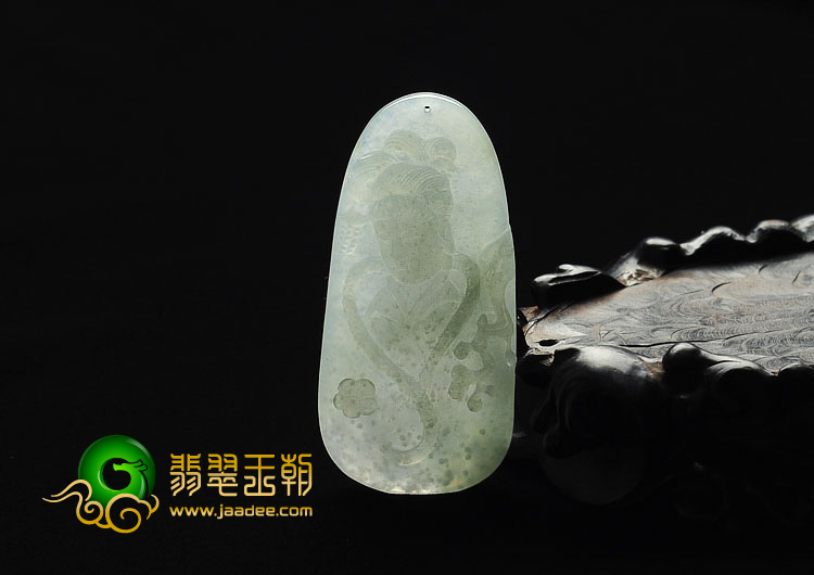 冰种晴水缅甸翡翠A货踏雪寻梅挂件