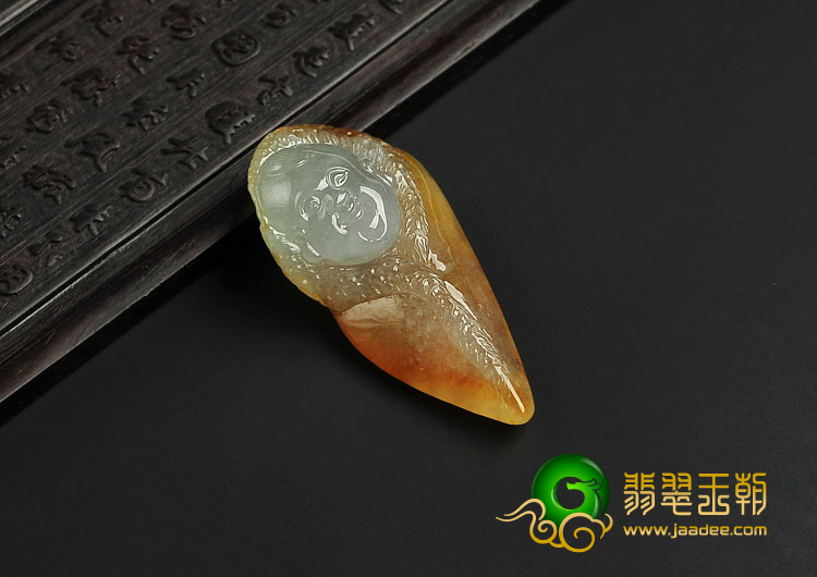 冰种褐黄翡缅甸翡翠A货童子挂件