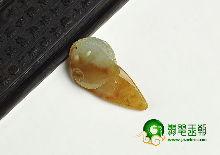 冰种褐黄翡缅甸翡翠A货童子挂件