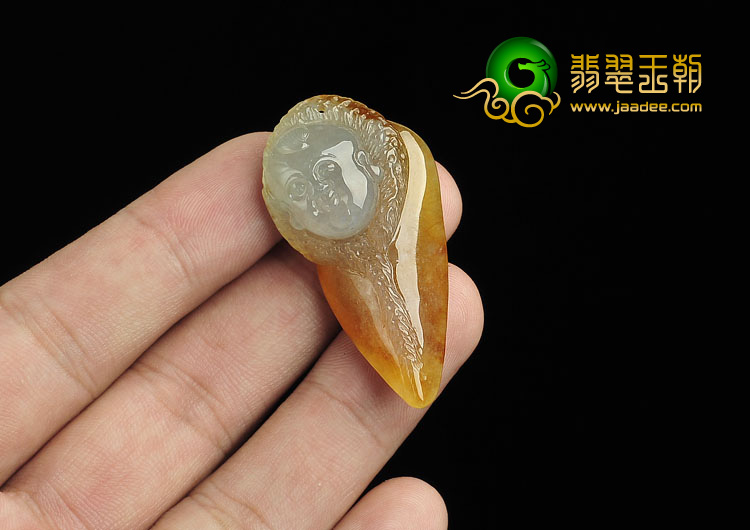 冰种褐黄翡缅甸翡翠A货童子挂件