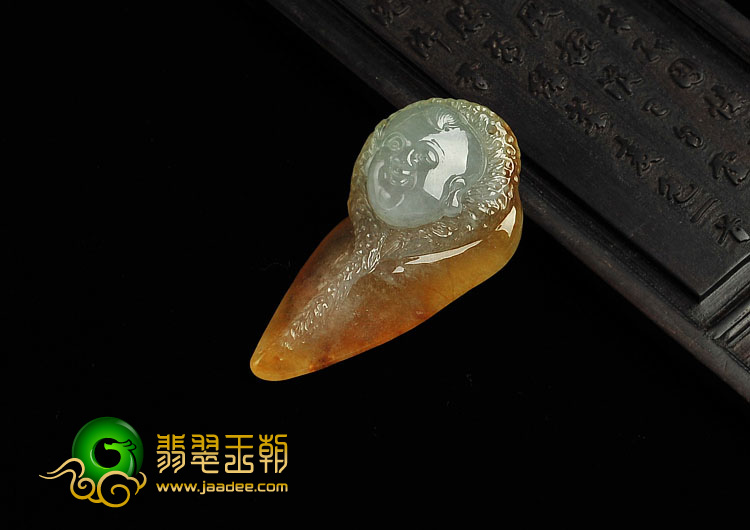 冰种褐黄翡缅甸翡翠A货童子挂件