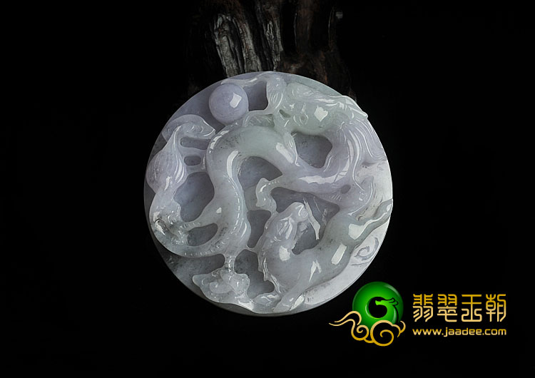 糯冰种淡紫罗兰缅甸翡翠A货龙马精神挂件