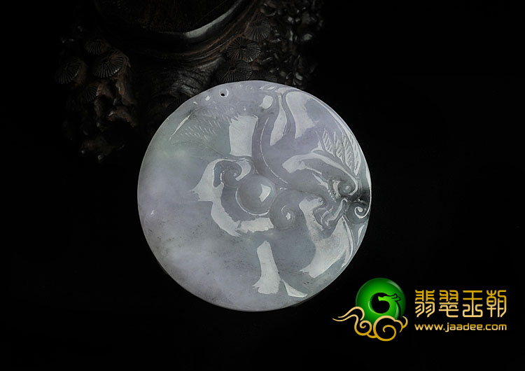 糯冰种淡紫罗兰缅甸翡翠A货龙马精神挂件
