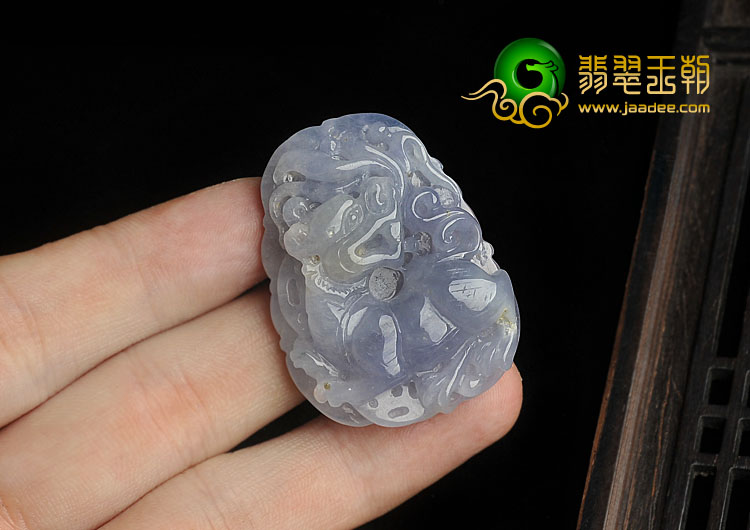 冰种紫罗兰缅甸翡翠A货貔貅挂件