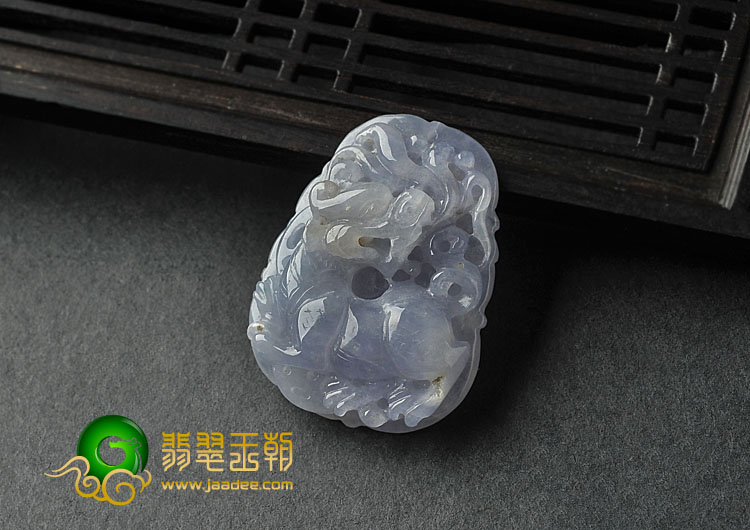 冰种紫罗兰缅甸翡翠A货貔貅挂件