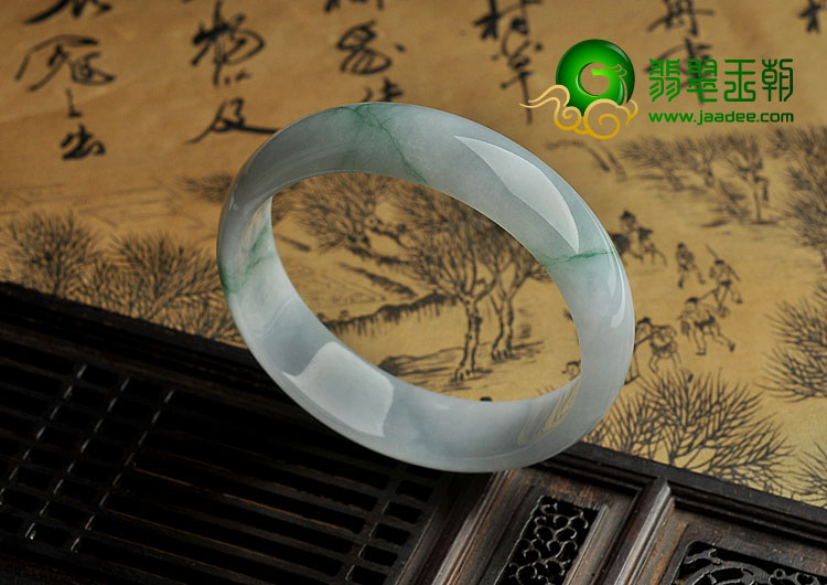 糯冰种紫罗兰飘花缅甸翡翠A货手镯（54.8mm）
