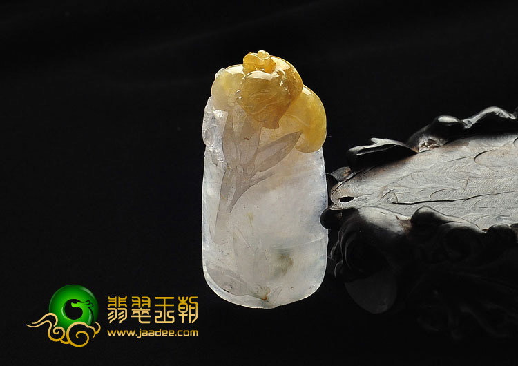 糯冰种淡紫罗兰黄翡缅甸翡翠A货节节高挂件