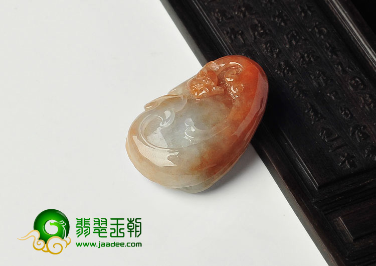 糯冰种褐翡缅甸翡翠A货龙牌挂件