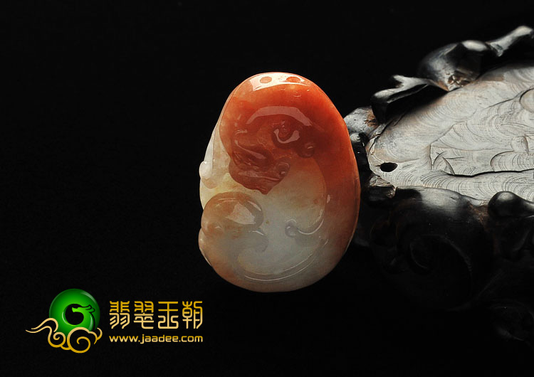 糯冰种褐翡缅甸翡翠A货龙牌挂件