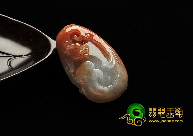 糯冰种褐翡缅甸翡翠A货龙牌挂件