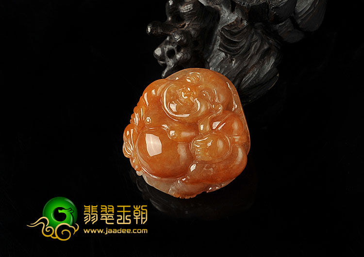 糯冰种红黄翡缅甸翡翠A货玉佛挂件