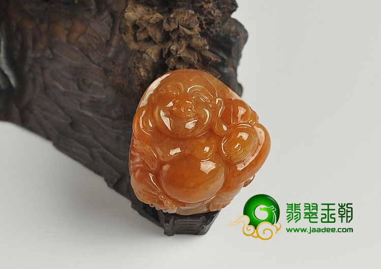 糯冰种红黄翡缅甸翡翠A货玉佛挂件