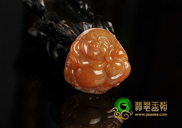 糯冰种红黄翡缅甸翡翠A货玉佛挂件