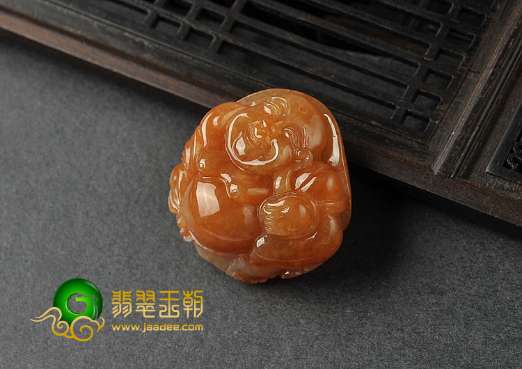 糯冰种红黄翡缅甸翡翠A货玉佛挂件