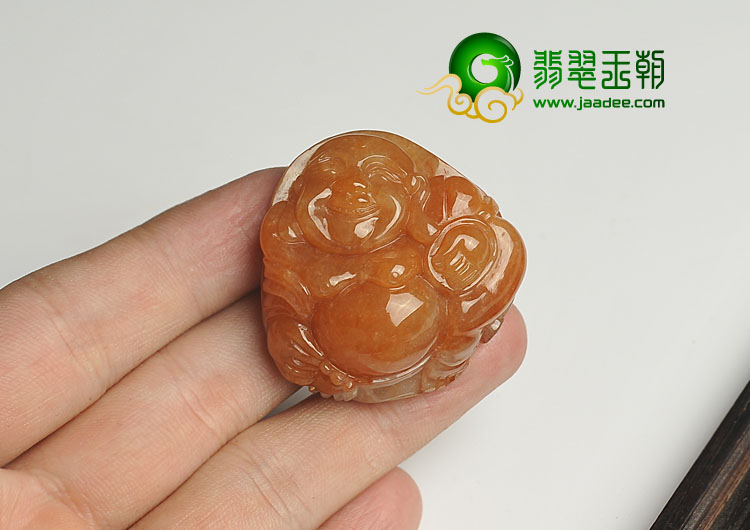 糯冰种红黄翡缅甸翡翠A货玉佛挂件