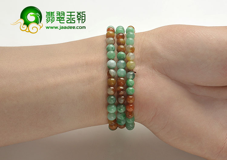 糯冰种三彩缅甸翡翠A货项链/手链