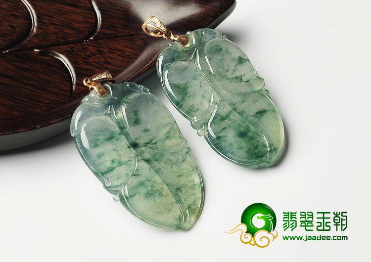 冰玻种飘花缅甸翡翠A货叶子挂件（单价）