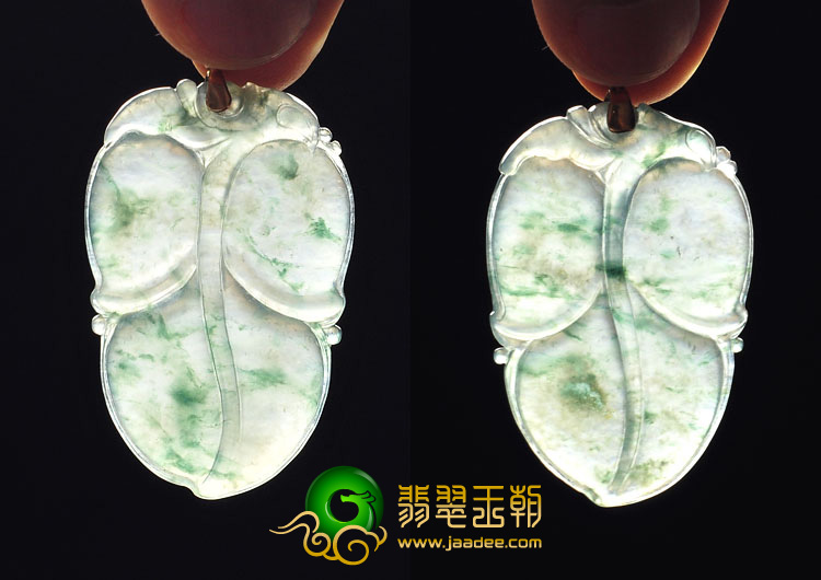 冰玻种飘花缅甸翡翠A货叶子挂件（单价）
