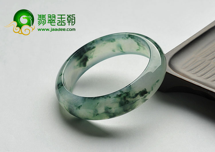冰种飘花缅甸翡翠A货手镯（58.7mm）