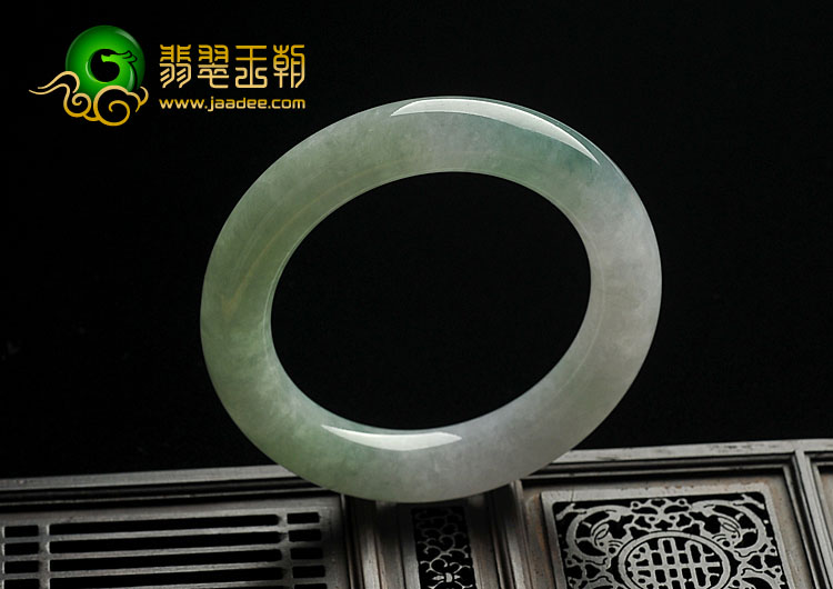 糯冰种晴水缅甸翡翠A货圆条手镯（55mm）