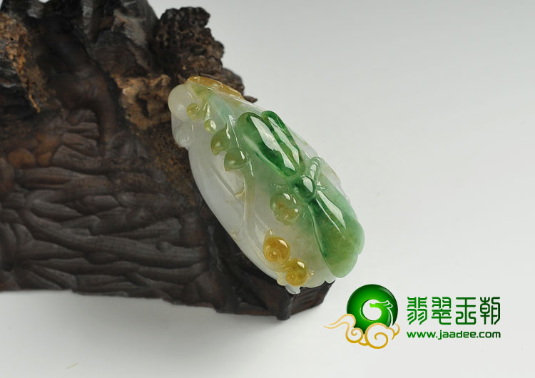 糯冰种三彩缅甸翡翠A货亭亭玉立挂件