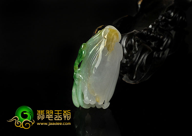 糯冰种三彩缅甸翡翠A货亭亭玉立挂件