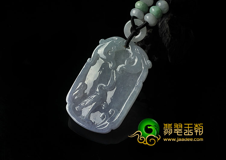 冰种春带彩缅甸翡翠A货一路连科挂件