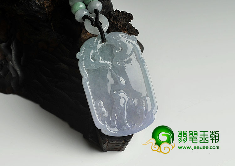 冰种春带彩缅甸翡翠A货一路连科挂件