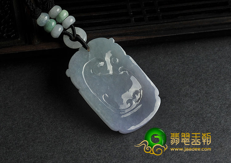 冰种春带彩缅甸翡翠A货一路连科挂件