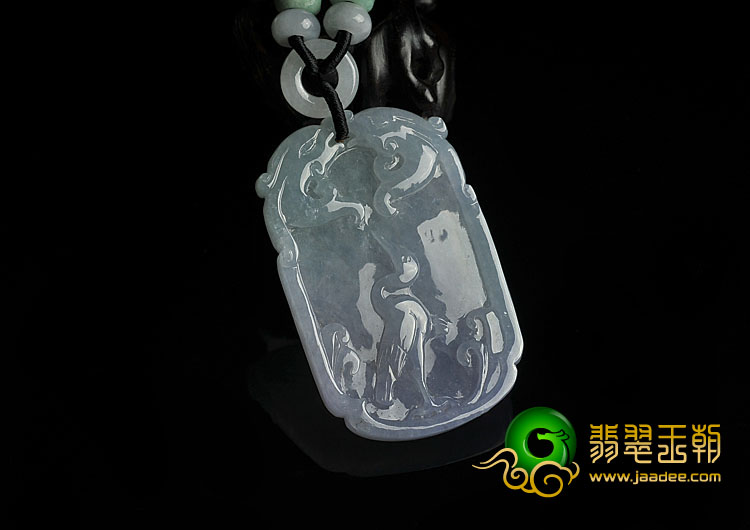 冰种春带彩缅甸翡翠A货一路连科挂件