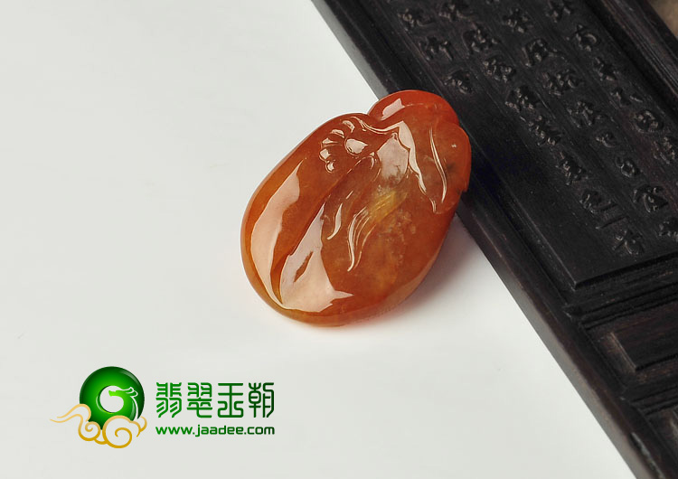 糯冰种红黄翡缅甸翡翠A货福从天降挂件