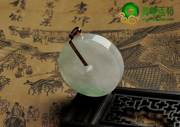 糯冰种飘翠缅甸翡翠A货平安扣挂件