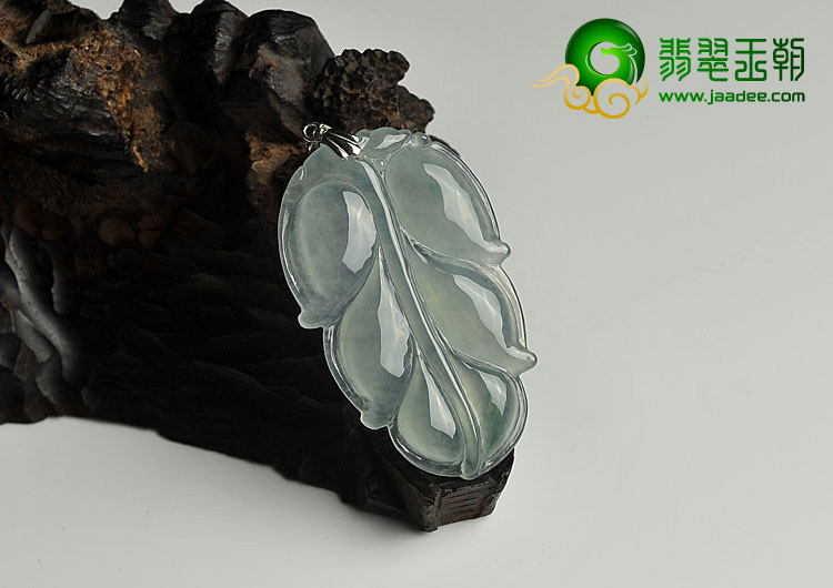 冰种晴水缅甸翡翠A货叶子挂件