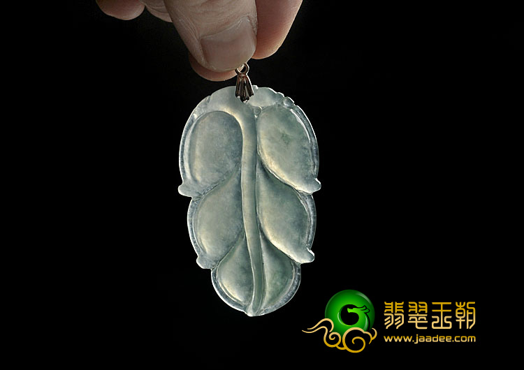 冰种晴水缅甸翡翠A货叶子挂件