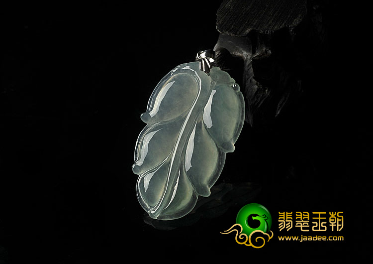 冰种晴水缅甸翡翠A货叶子挂件