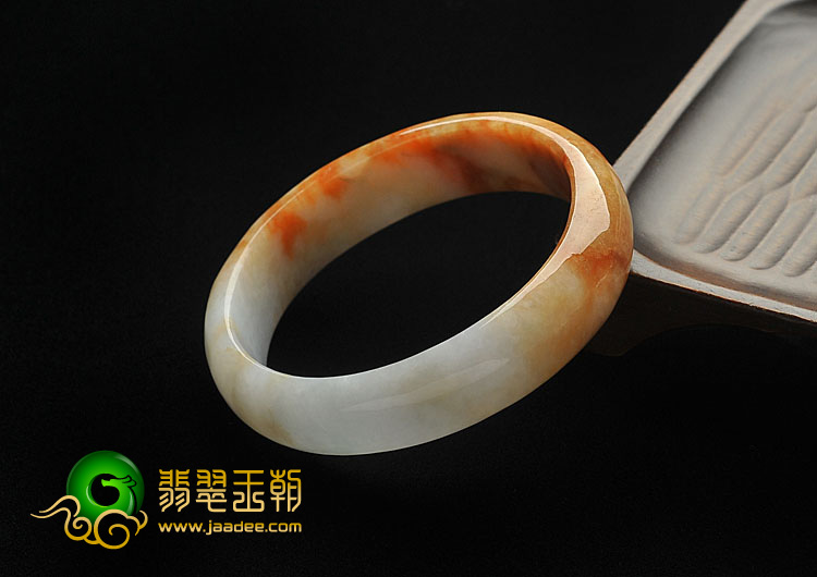 糯冰种红黄翡缅甸翡翠A货贵妃镯（54.7mm-47.4mm）