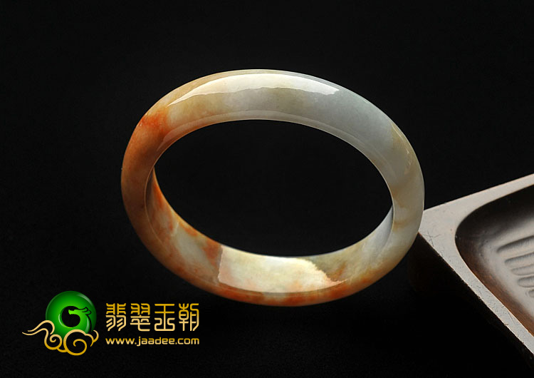 糯冰种红黄翡缅甸翡翠A货贵妃镯（54.7mm-47.4mm）