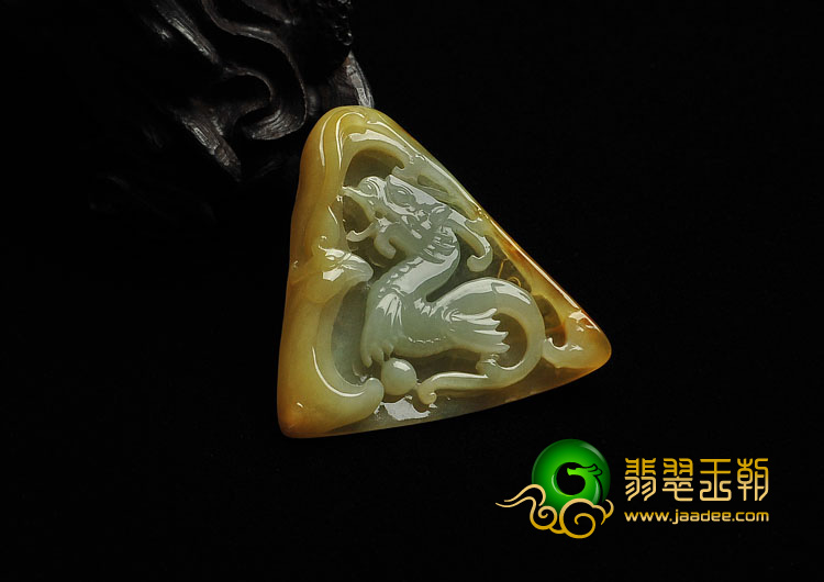 糯冰种褐黄翡缅甸翡翠A货龙牌挂件