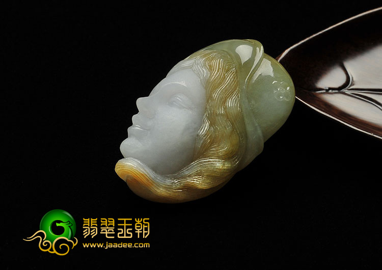 (超值推荐)糯冰种褐黄翡缅甸翡翠A货少女头挂件